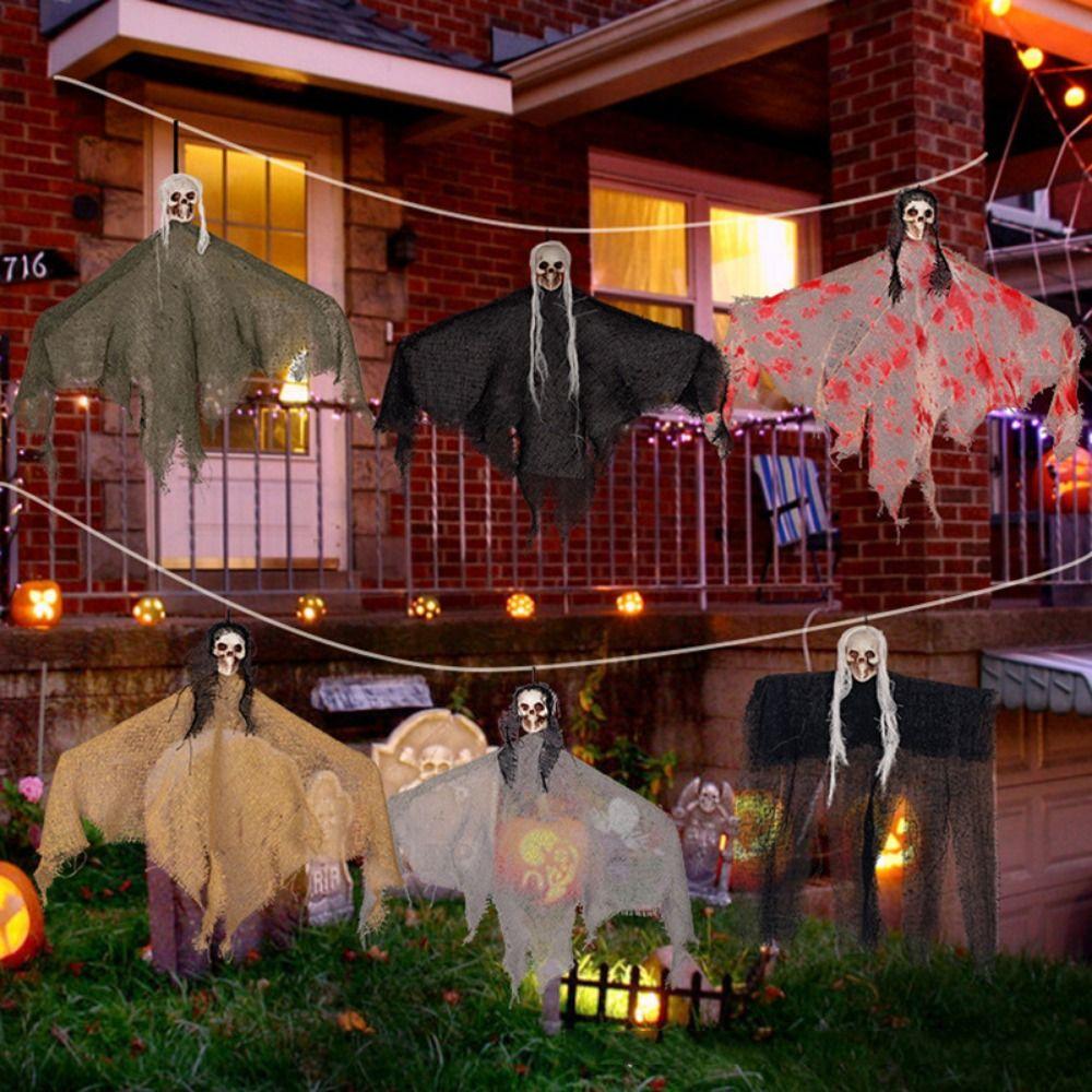 Scary Ghosts Ornaments Flying Halloween Decoration Scary Props Skull Ghost Pendants  Garden