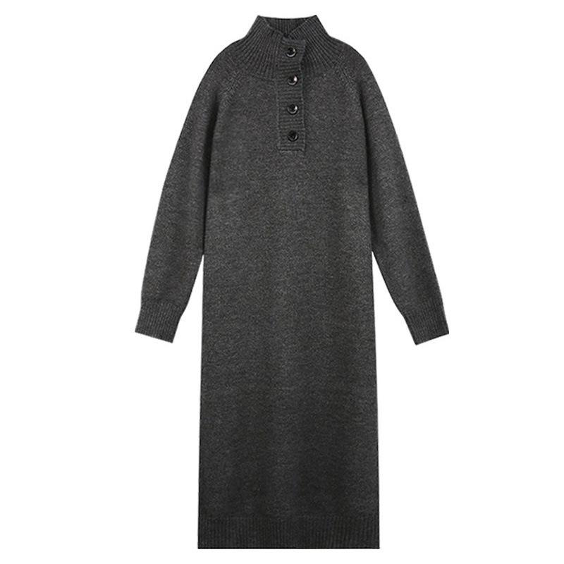 Premium Feeling with Coat Base Knitted Dress Autumn and Winter New High-neck Straight Medium and Long Sweater Skirt Women