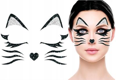 Glitter Stickers Face Decoration Cat Kitten Cat Makeup Halloween Carnival