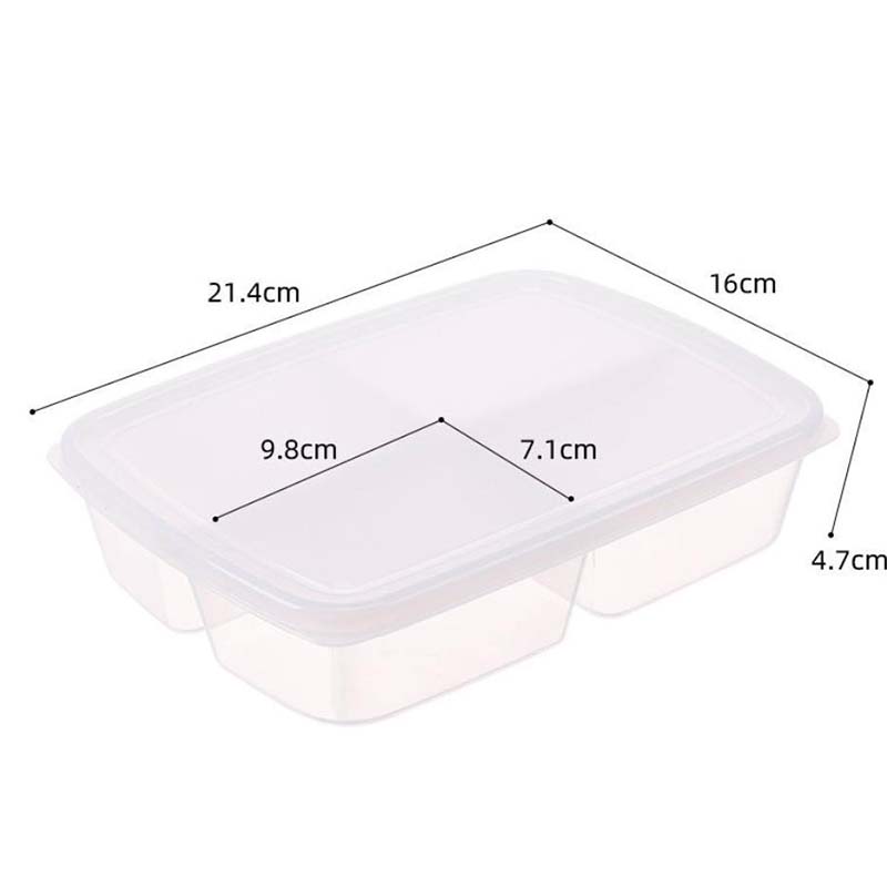 2/4/6 Refrigerator Organizer Storage Fresh-keeping Box Plastic Microwave Lunch Box Sealed Portable Partition Box Fruit Meat Storage Box 4 Compartments