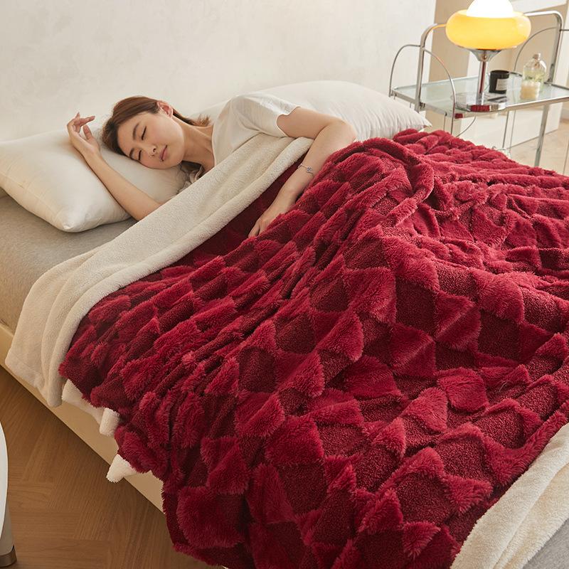Retro Plaid Comfortable double-sided velvet quilt core bedroom velvet thickened blanket home lamb fleece quilt warm quilt core c