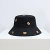 Korean-style bear fisherman hat for women, summer casual outdoor embroidered cartoon bucket hat, makes the face look smaller, sun protection sun hat