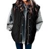 Veste Matelassée à Capuche pour Femme Color Block Manches Raglan Fermeture Éclair Devant Manteau Décontracté Coupe Ample