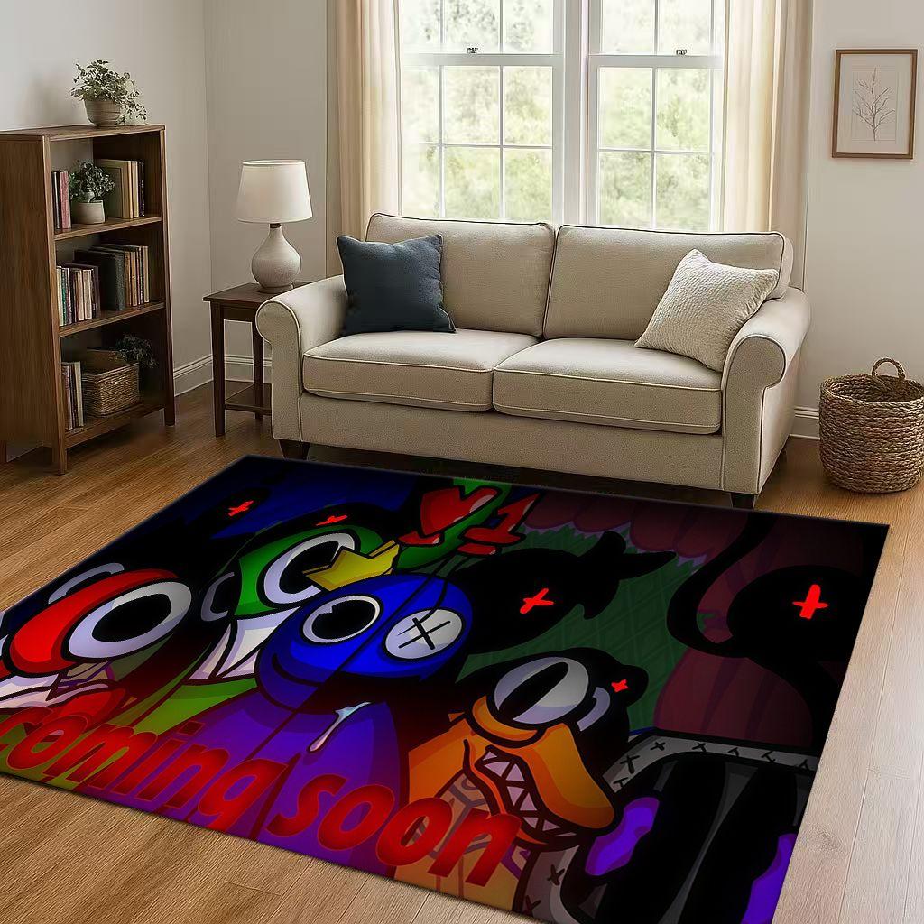 3D R Rainbow Friends Game Cartoon Living Room Non Slip Area Rug Carpet for Bedroom Playroom Sofa,Easy Clean Home Decor Doormat