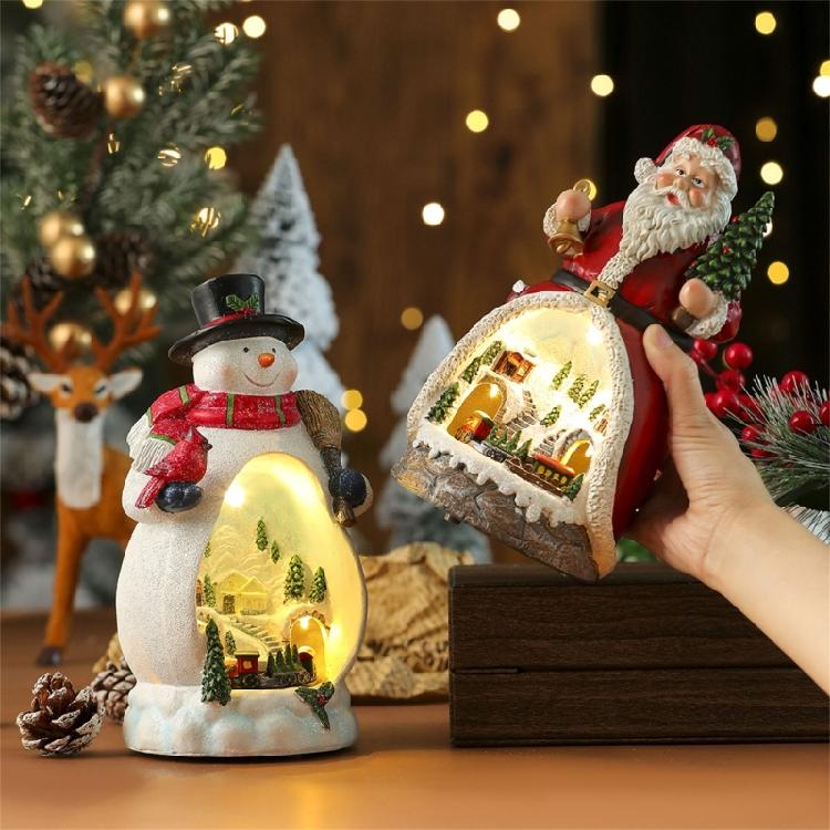 Weihnachtshütten-Spieluhr für Männer Frauen Kinder Geburtstags-Weihnachtsgeschenk Drehender Zug Harz-Spieluhr mit LED-Licht