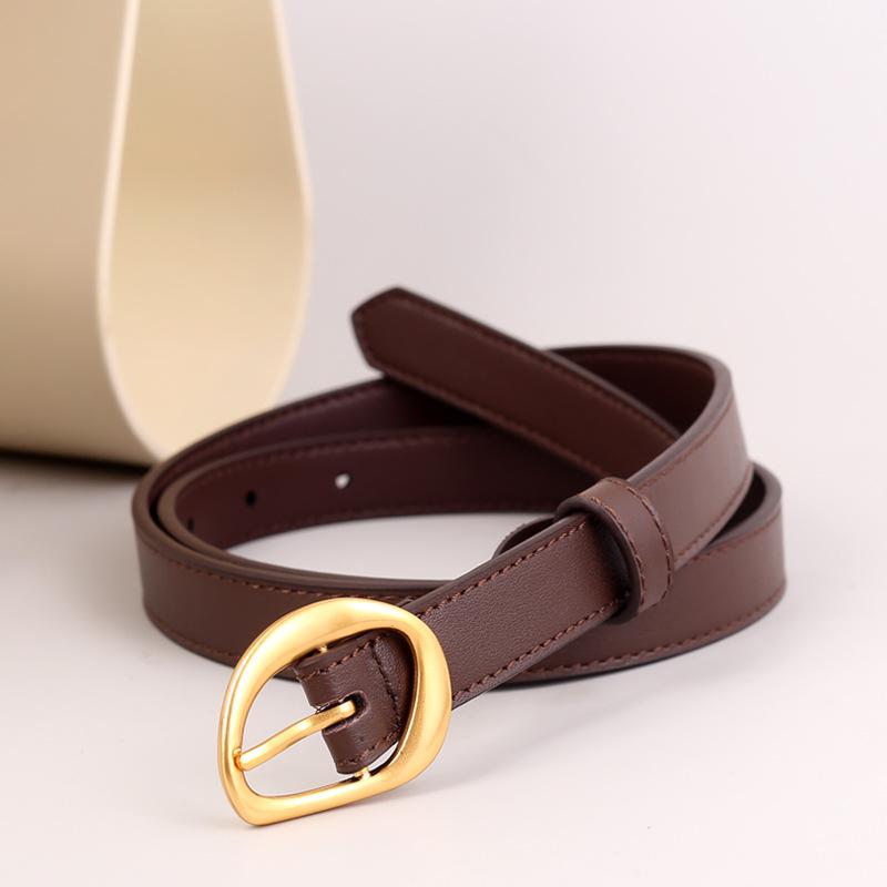 

Первый слой коровьей кожи, маленький модный кожаный ремень, женский ремень, декоративный ремень narrow version 100CM темно-коричневого