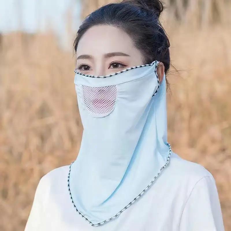 Ice Silk Mask Summer Breathable Mesh Cycling UV Protection Bandana Mask Moister Wicking Outdoor Neck Gaiter Women Face Cover