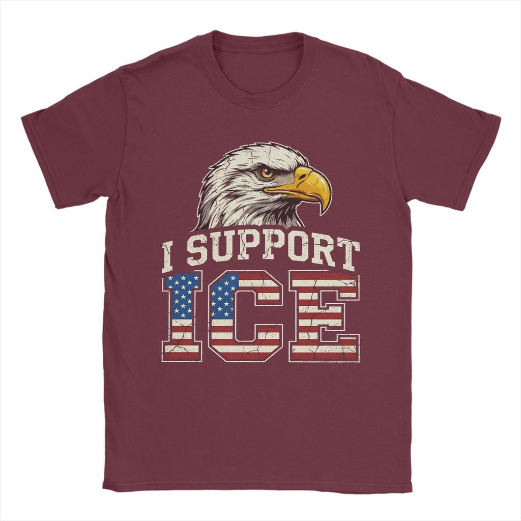 Vintage Support ICE Vintage Distressed American Eagle TShirts Unisex Cotton T Shirts Short Sleeve Tee Shirt Graphic Printed Tops