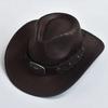 Faux Leather Cowgirl Hat Studded Bullhead Jazz Hat Trendy Sombrero Hat  For Men Women