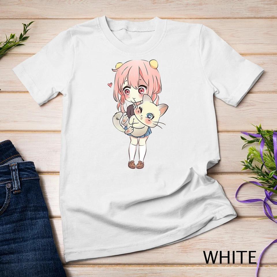 Womens Anime and Cats Lover for Teen Manga kawaii Graphic Otaku Unisex T-shirt 13 4XL