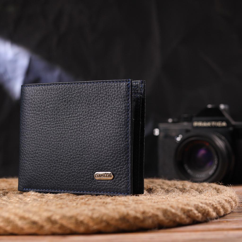 Capacious Men's Bifold Wallet Made of Genuine Leather Flotar CANPELLINI Purse 21581 Blue