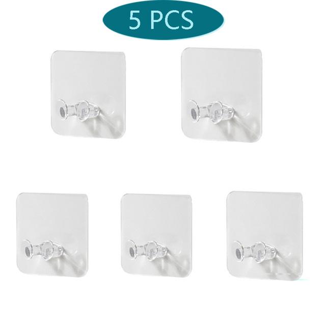 Transparent Strong Wall Plug Hook Wall Hooks Self-adhesive Door Hanger Hook Wall Mounted Heavy Duty Hook For Kitchen Bathroom
