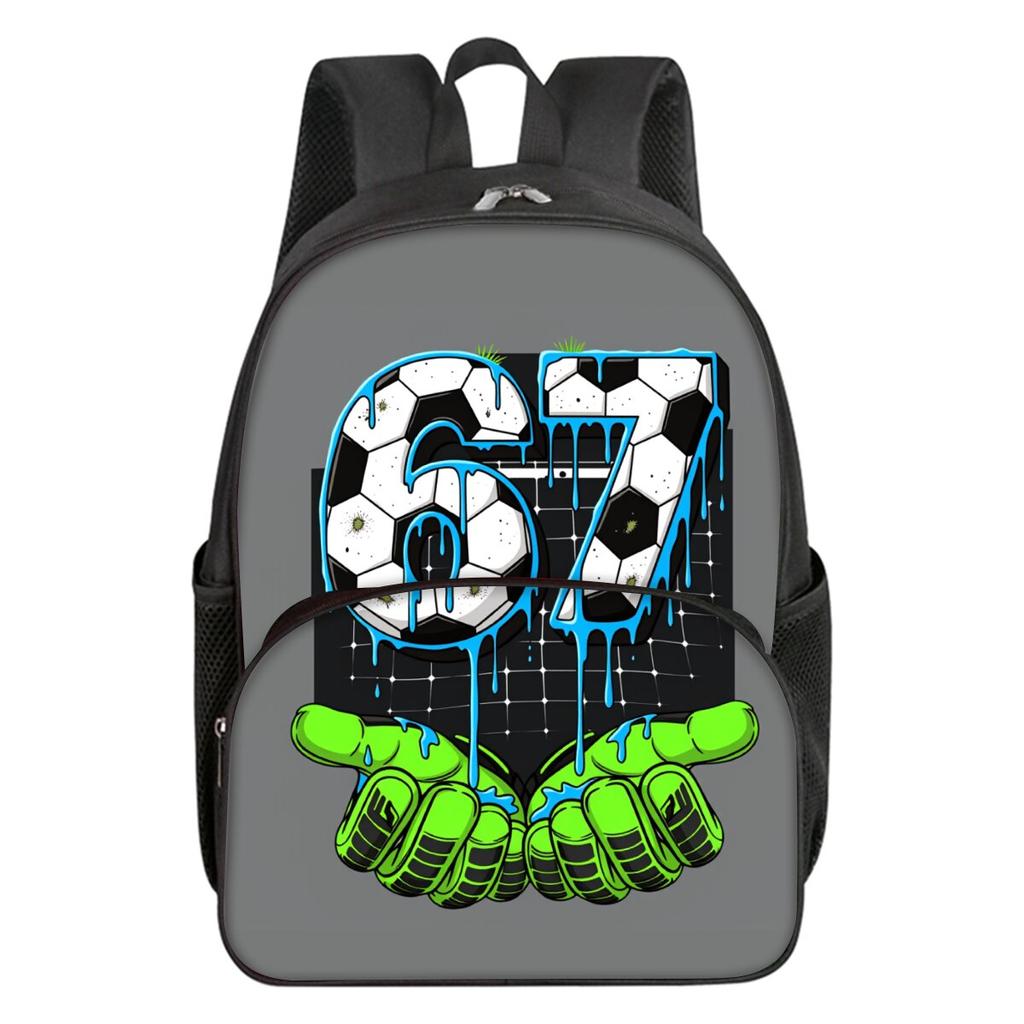 Colorful Number 67 Print Round Front Pocket Backpacks for Boy and Girls Best Gifts 2D Flat Cartoon School Bag for Children