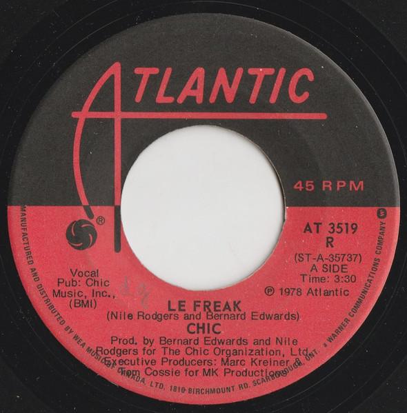 

7inch Record CHIC - Le Freak AT2519 Atlantic 1978 Canada Soul/Funk Used