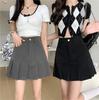 2024 Plus Size Grey High-Waisted A-Line Pleated Skirt - Tummy Slimming & Concealing Mini Skirt for Women