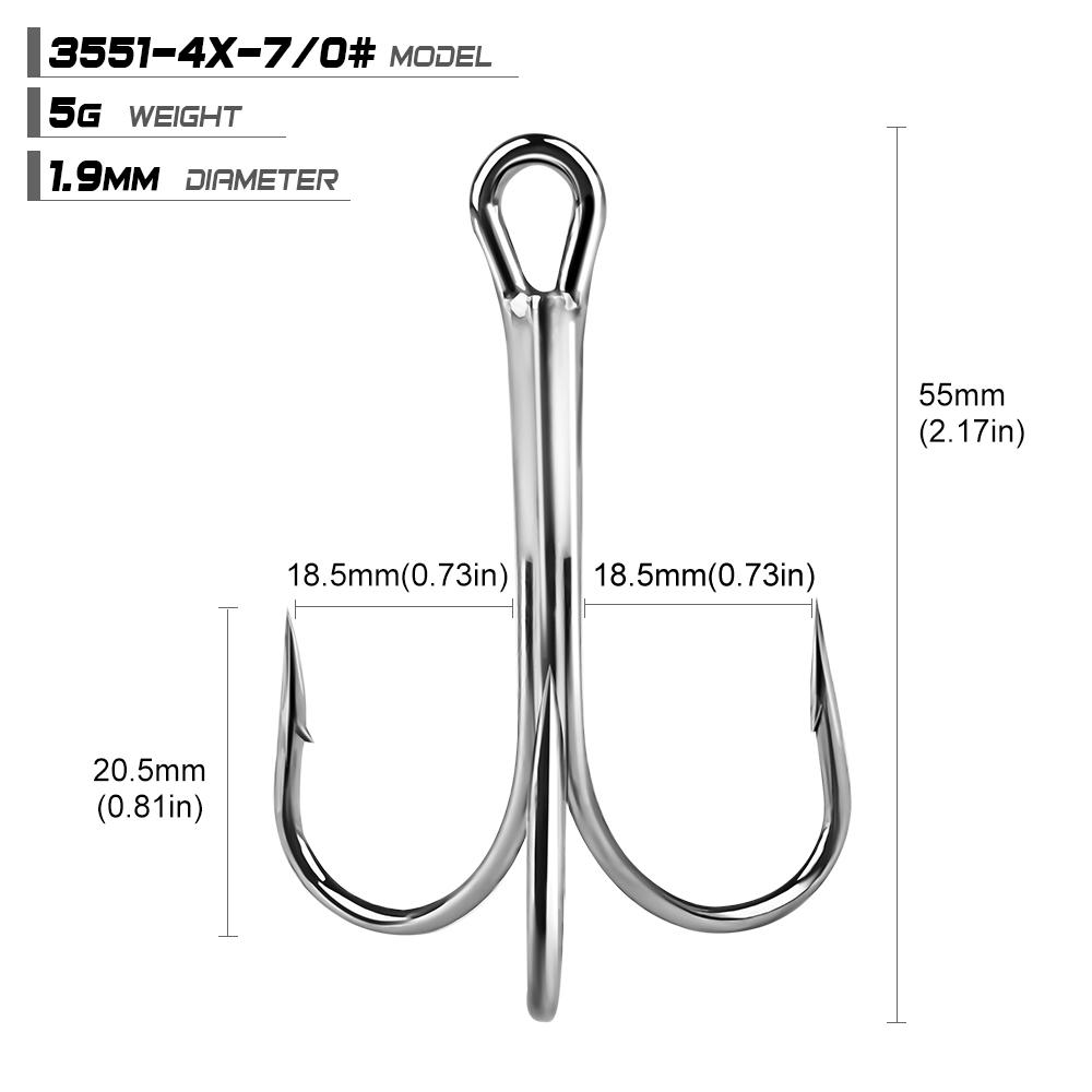 PROBEROS 4X Treble Fishing Hook High Carbon Steel Hook 6/0#-10/0# Fishhooks Fishing Tackle 10pcs/bag