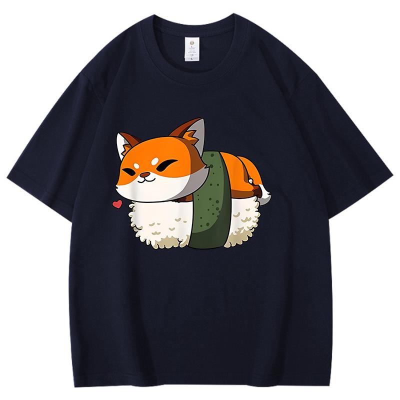 

Fox Sushi TShirt Unisex Women Fashion Harajuku Cotton T Shirt Summer Cool Short Sleeve Hip Hop Top Tee Casual Breathable Shirt 4XL