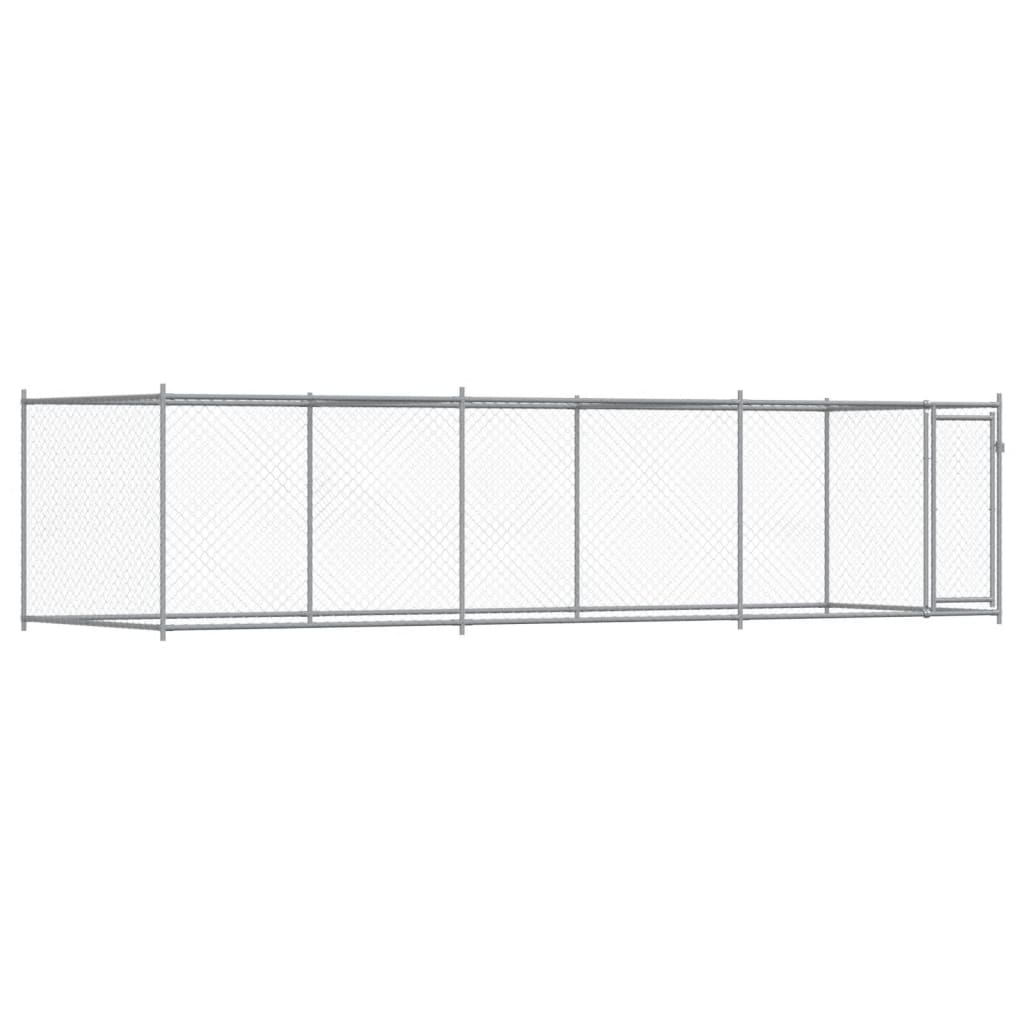 Hundezwinger mit Tür Grau 6 x 2 x 1,5 m Verzinkter Stahl