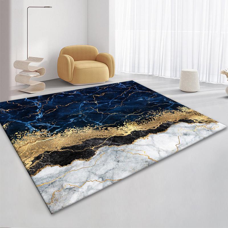 3D Nordic Black Golden Marble Carpet Colorful Geometric Area Rug for Living Room Bedroom Sofa Doormat Non-slip Floor Mat