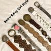Jeans Decor Cowboy Waistband Vintage Heart PU Hollow Belt Cowgirl Buckle Belt  Dress Decoration