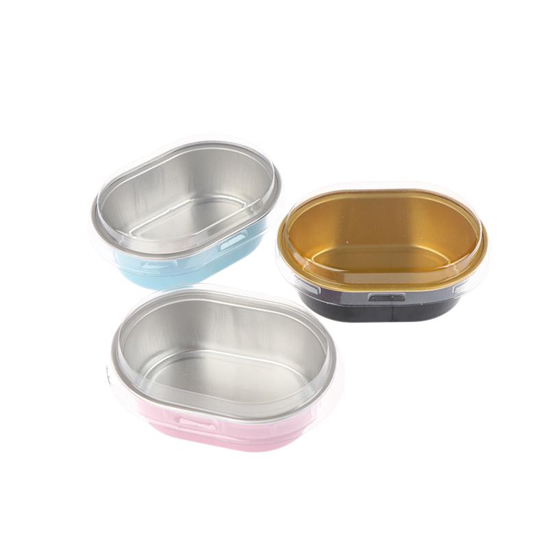 10Pcs Aluminum Foil Cake Container Cupcakes Pans Liners With Lids Heat-Resistant Foil Baking Cups Easy To Use Kitchen Tool