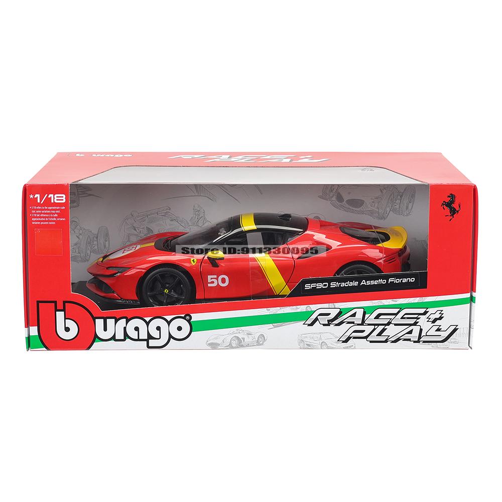 Bburago 1:18 Ferrari SF90 STRADALE ASSETTO FIORANO 50# racing model simulation car model alloy car toy collection