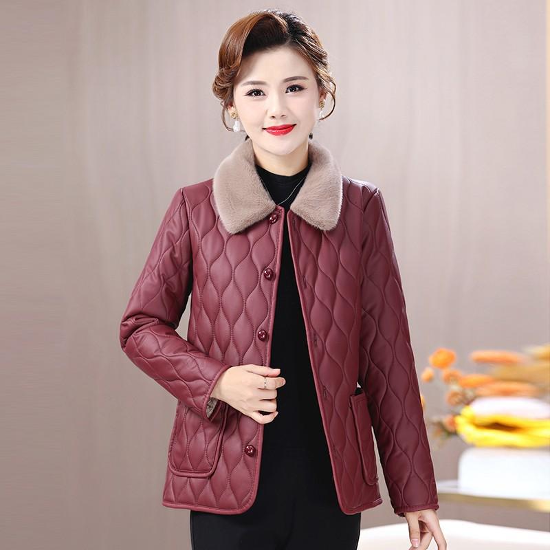 Winter Plüschjacke Winter Damenmode Übergröße Locker Dick Pelzkragen Mantel Für Frauen Mittleren Alters Mit Samt Warmer Steppmantel