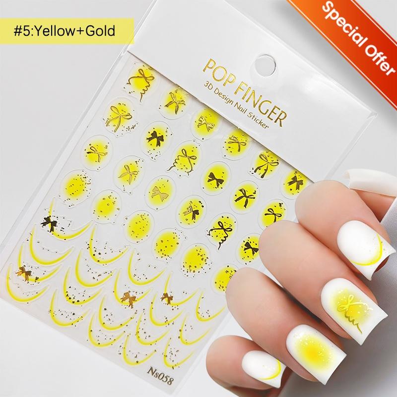 White 5D Pearl Lace Bowknot Wave Lines Nail Stickers Elegant Exquisite Nail Decoration Decals DIY Self Adhesive Transfer Slider