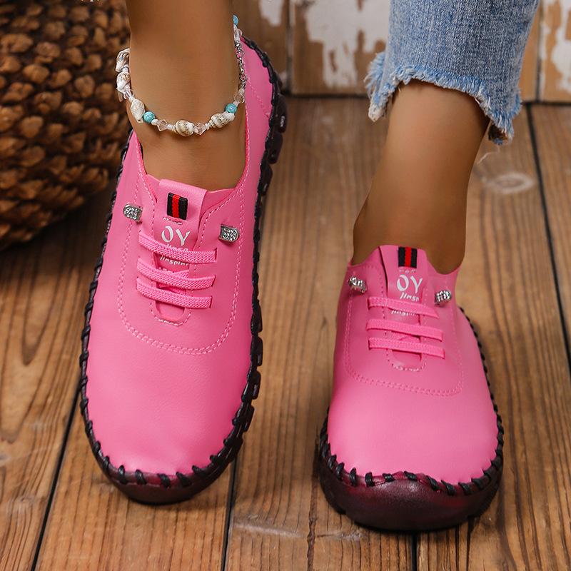 Retro Casual Single Shoes 2024 Autumn New Breathable Car Stitching Cow Tendon Sole Large Size Women's Single Shoes Zapatos Mujer