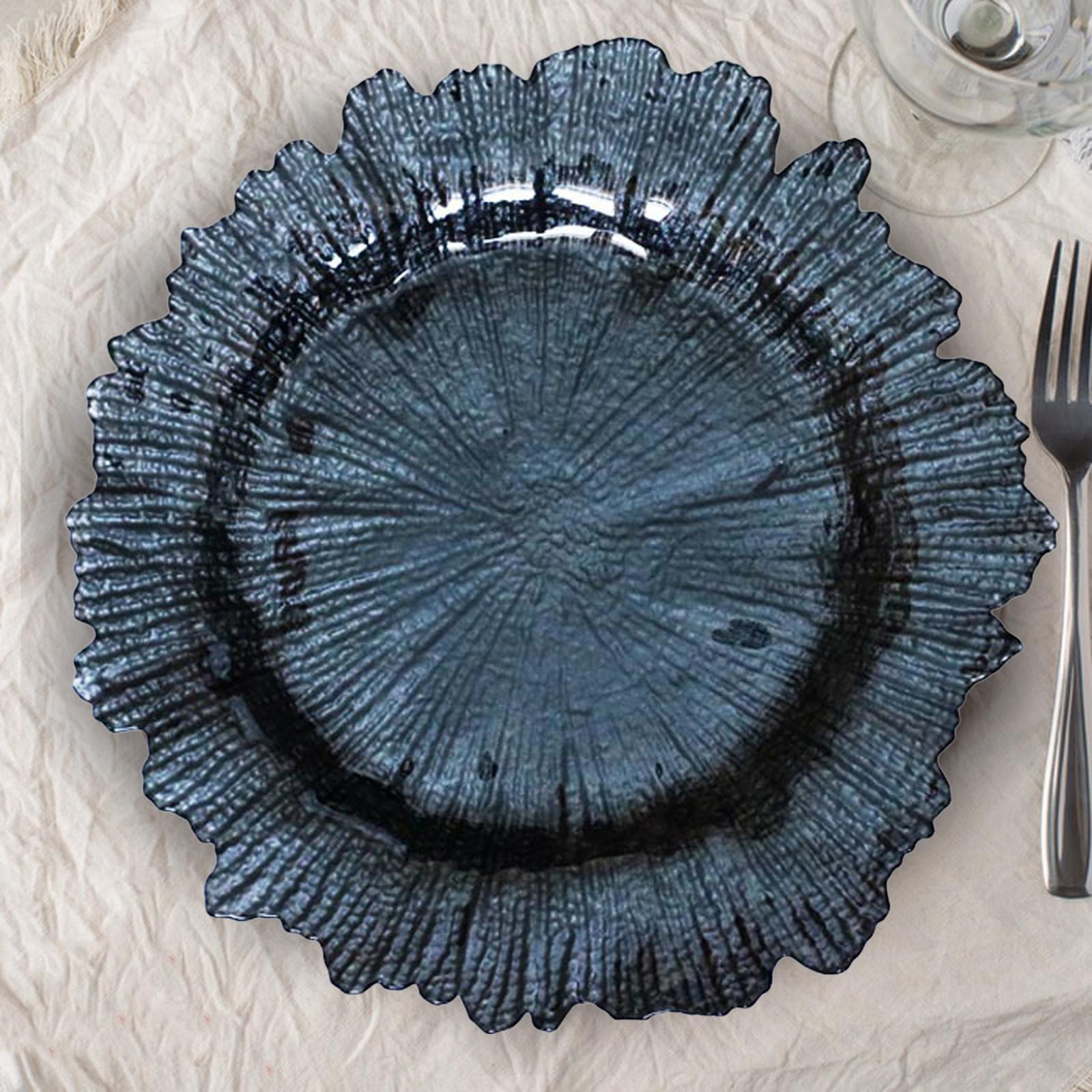 

Тарелка обеденная, декоративная сервировочная тарелка, 33 см, стеклянный сервировочный поднос, нестандартная форма чёрный