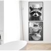Funny Cat Bathroom Canvas Wall Art Posters Black And White Funny Animal Picture Wall Art Prints Canvas Painting Toilet Decor