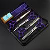 7" Purple Handle Pet Grooming Scissors Set: Straight, Bent, Thinning Shears & Comb