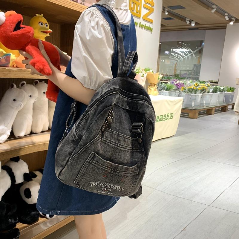 2025 Japanese Style Washed Vintage Denim Backpack Man Woman Outdoor Travel Backpack Large-capacity Kawaii School Bag