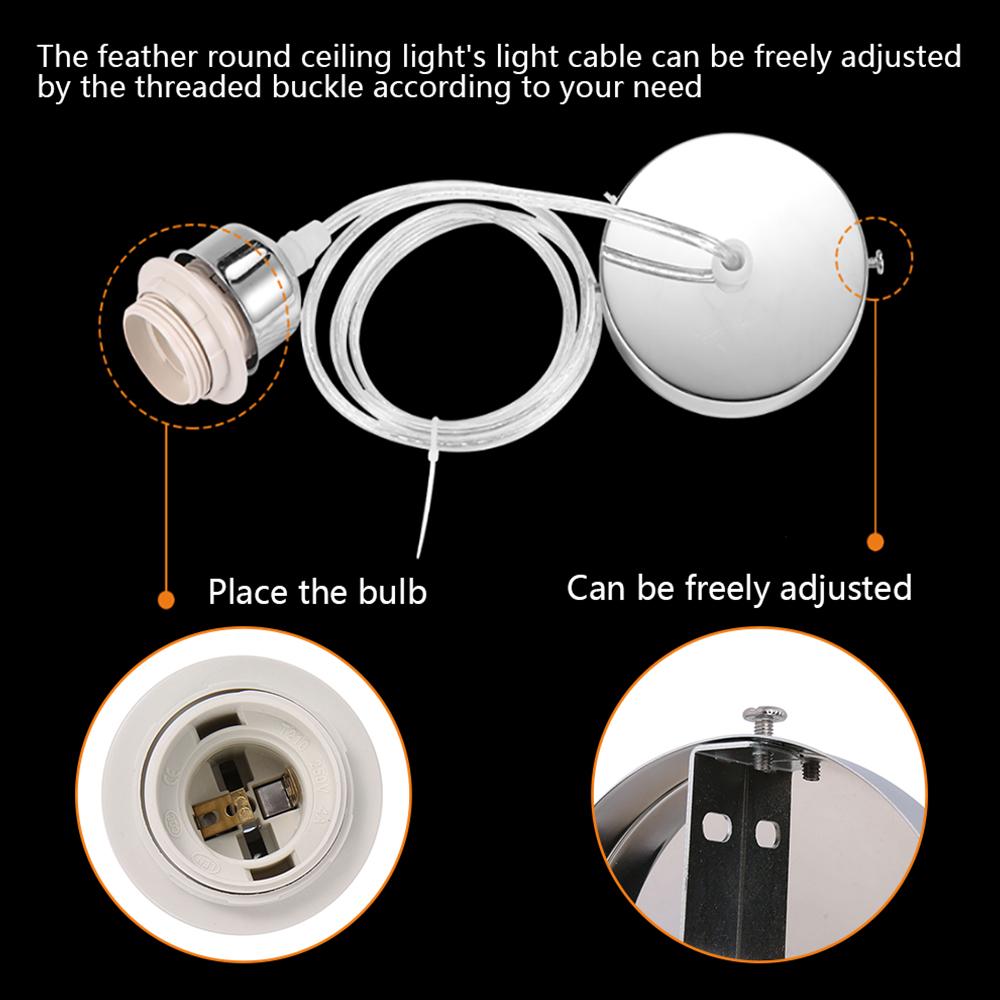 Modern Feather Lamp Chandelier Bedroom Decoration Exhibition Hall Chandelier Simple White Feather LED Lighting