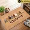Welcome Chicken Print Doormat Welcome Rug for Living Room Bedroom Kitchen Vibrant Retro Neon Sign Inspired Entryway Floor Rug