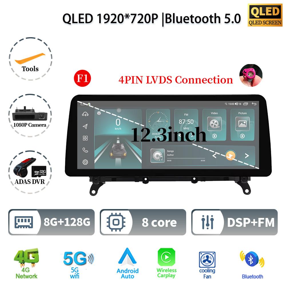 12.3" For BMW X3 F25 X4 F26 2011-2017 Android 14 Car Radio Multimedia GPS Navigation Bluetooth WIFI CarPlay Touch Screen Stereo