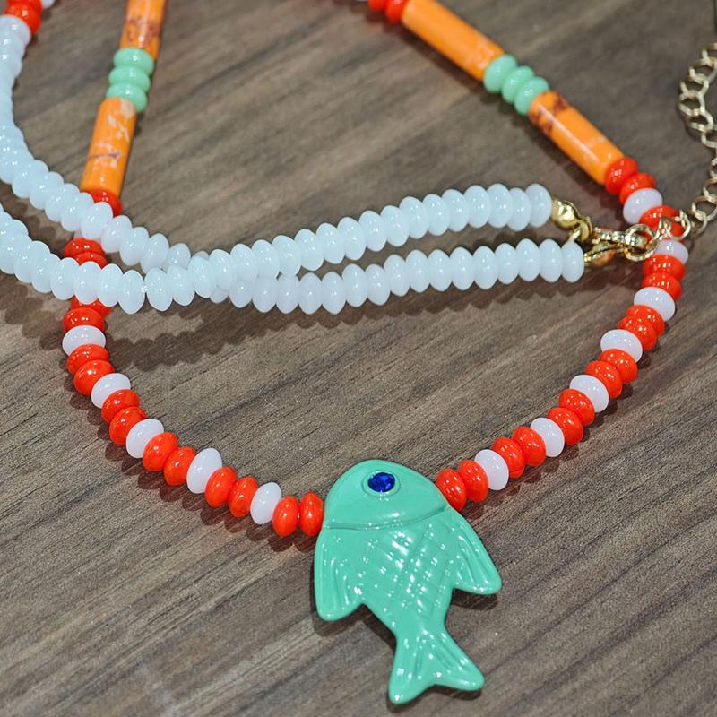 Ozean Serie Anhänger Perlenkette Modisch Personalisierte Kleine Fisch Schlüsselbein Kette