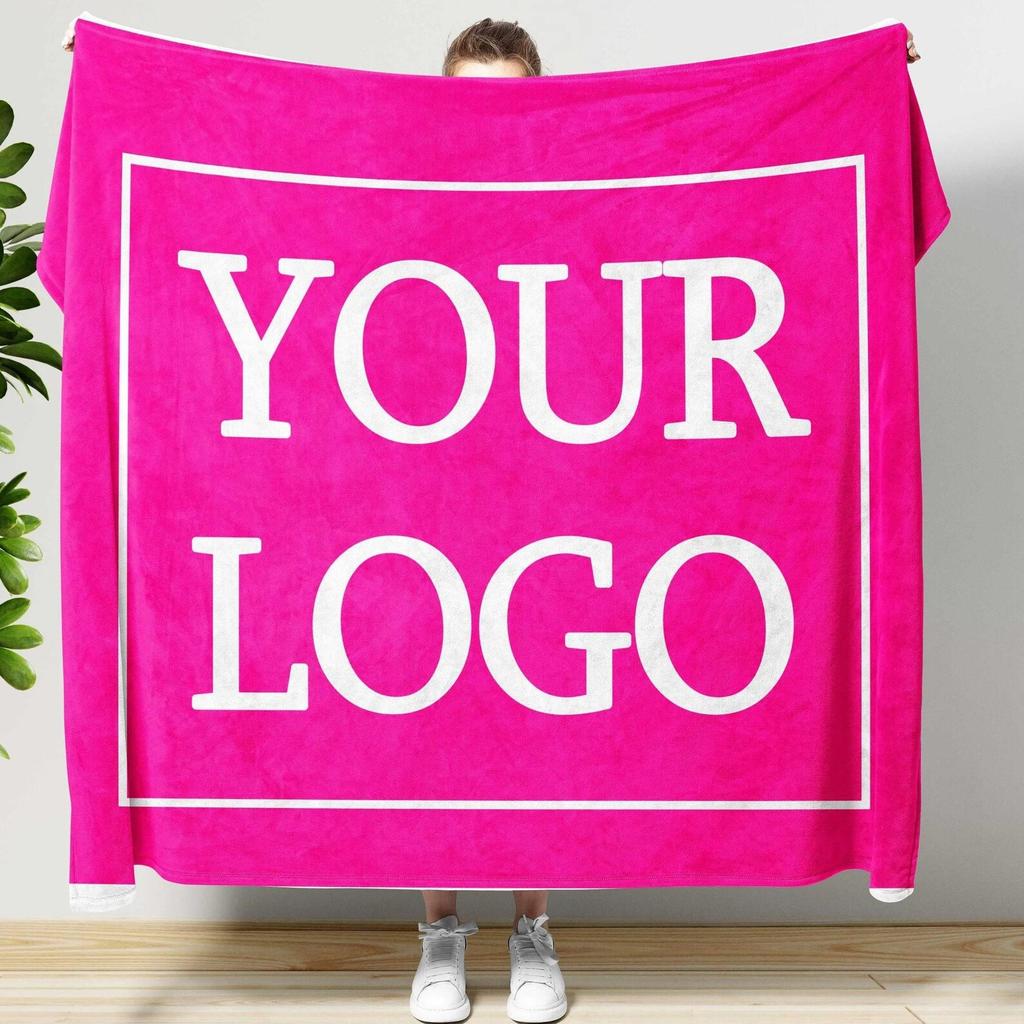 Custom Logo Minky Fleece Blanket,Personalized Holiday Decor