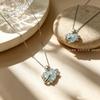 Exquisite French Ice Blue Star Crystal Heart Bracelet & Necklace Set for Women