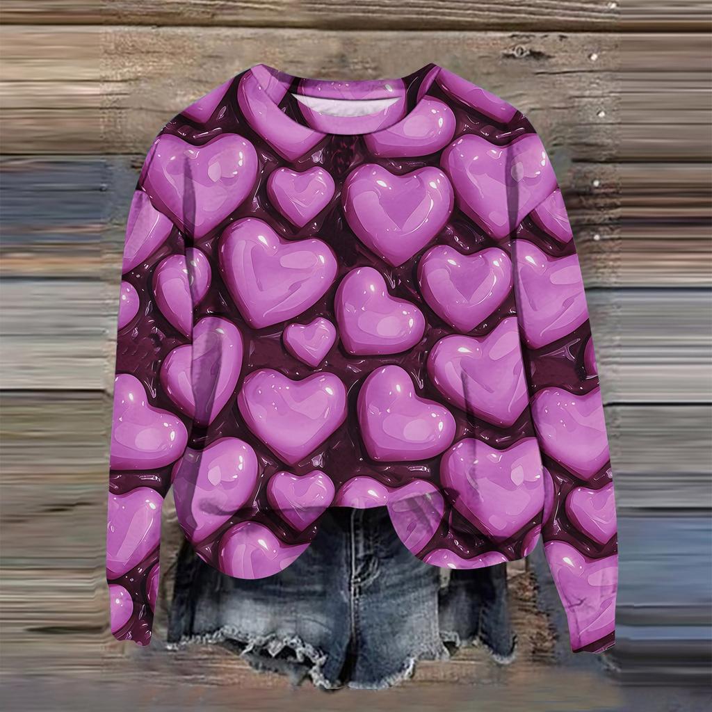 Dámská móda Tištěný top mikina s dlouhým rukávem volného střihu s kulatým výstřihem podzim