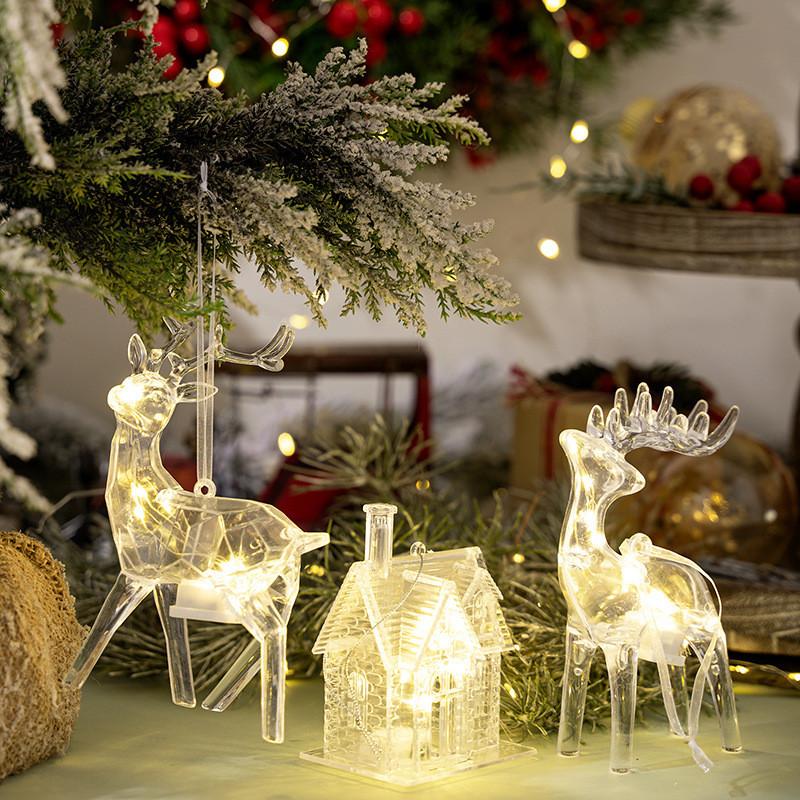 Acrylic Christmas Decorations Reindeer With Light For Holiday Gift Decor And