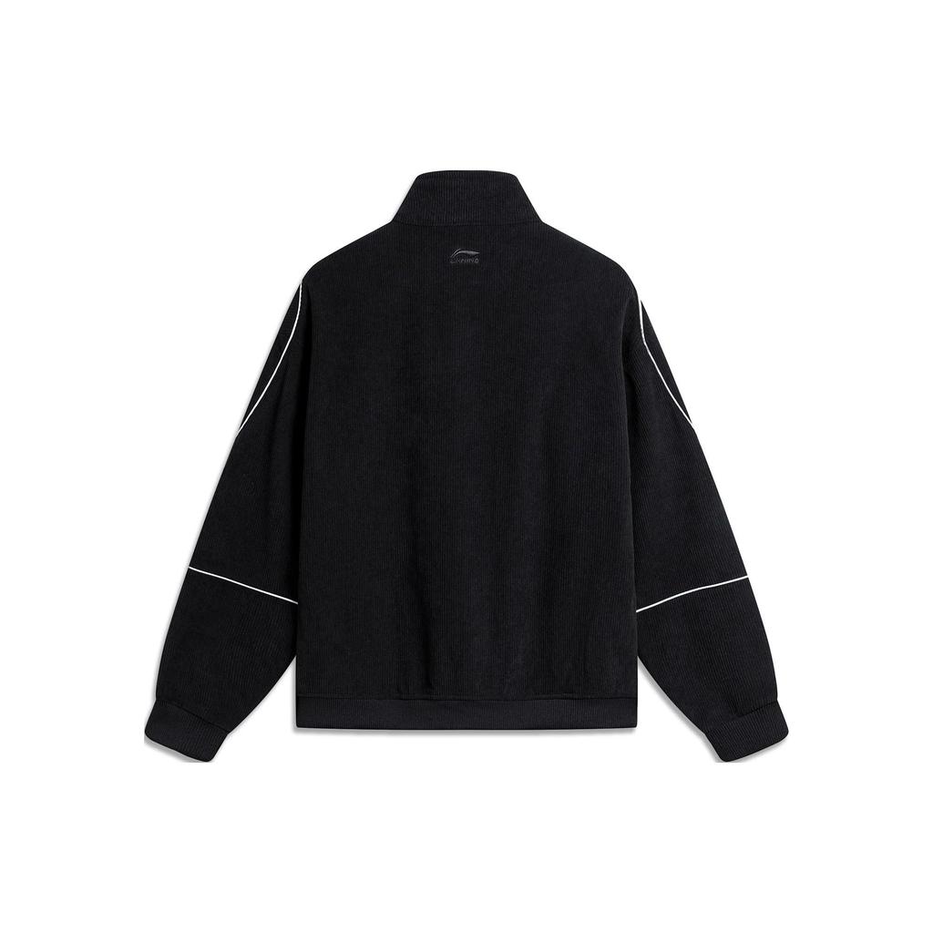 Li Ning Color Block Zipper Stand Collar Fleece Warm Jacket Men Jackets Black AFDU031-3