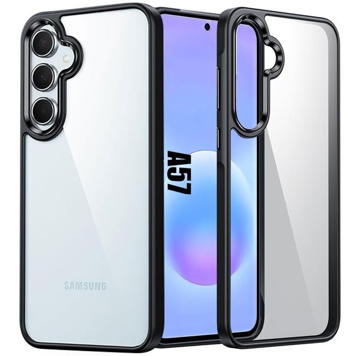 Coque pour Samsung Galaxy A57 5G, Antichoc Anti-Rayures Transparent avec Bordure Silicone Noir