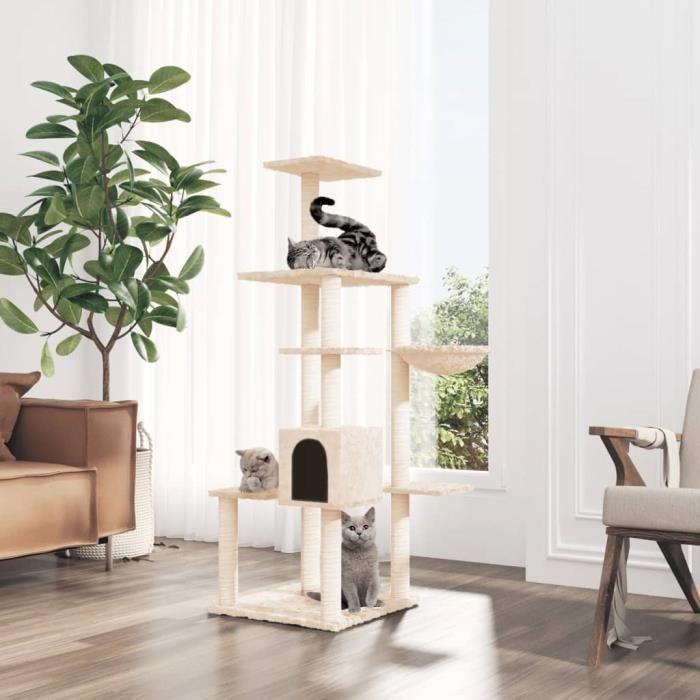171591 vidaXL Arbre à chat avec griffoirs en sisal Crème 142 cm