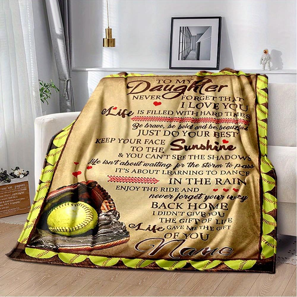Baseball For My Daughter Customize Your Name Blanket Warm Comfortable And Soft Blankets Are Suitable For Home Chairs Office Sofas Sofas Office Camping