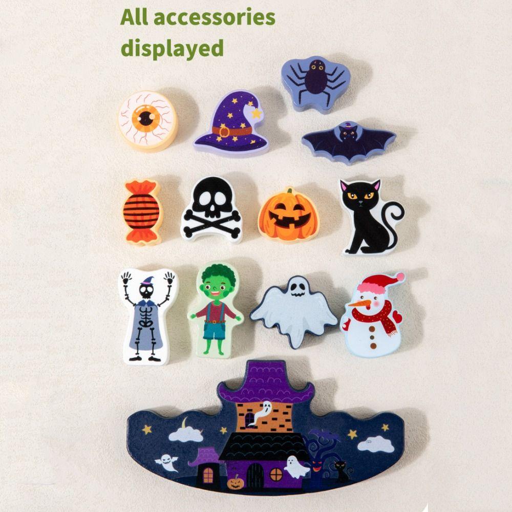 3D Puzzle Christmas Building Blocks Stacking Toy Wood Christmas Stacking Game Children Girls Boys