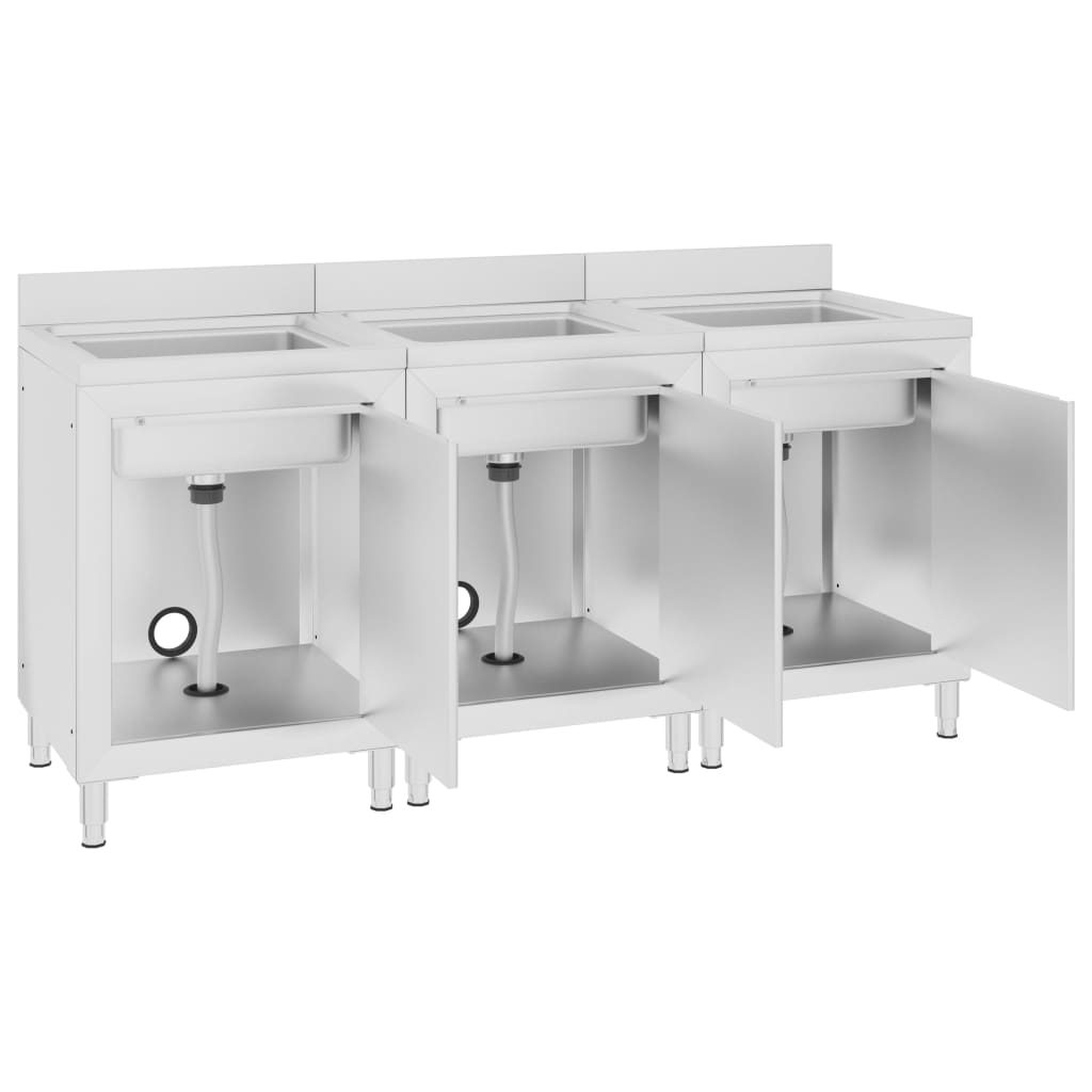 Stainless Steel Sink Base Cabinets Set 2 pcs