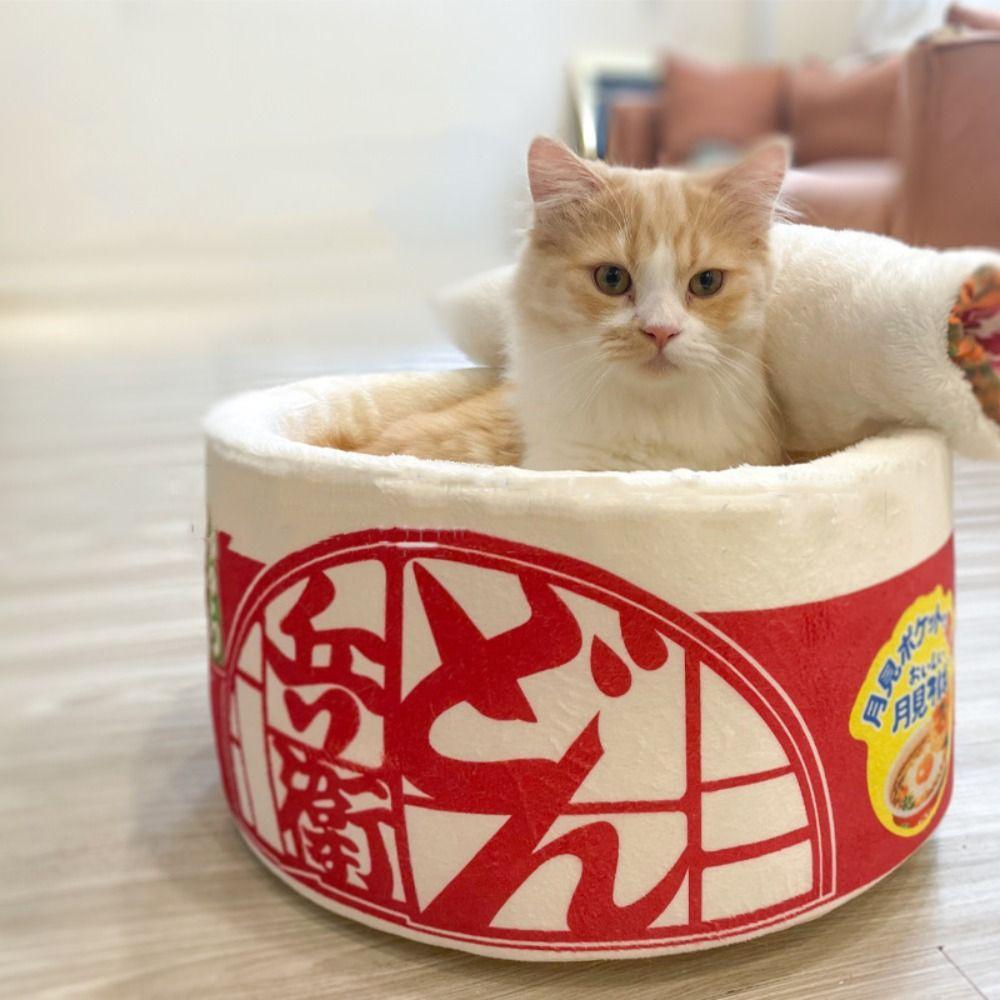 Universal Creative Ramen House Pet Bed Cat Nest Cute Dog Cat Nest Beds Kennel Instant Noodle Shape Pet House Cushion