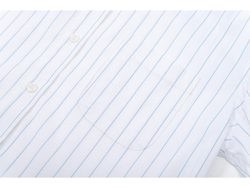 TBJL Women's White Pinstripe Campus Style Short Sleeve Blouse