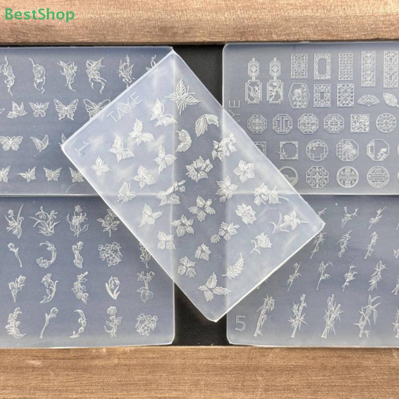 3D Relief Silikon Nagelkunstform Blümchen Knoten Bambusblüten Rahmen Nagelkunst Dekoration Transparente Maniküre Schablone